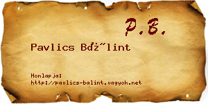 Pavlics Bálint névjegykártya