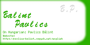 balint pavlics business card